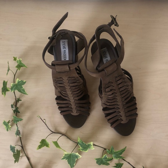 STEVE MADDEN Sandrina heels leather taupe/brown W8 - Picture 4 of 8